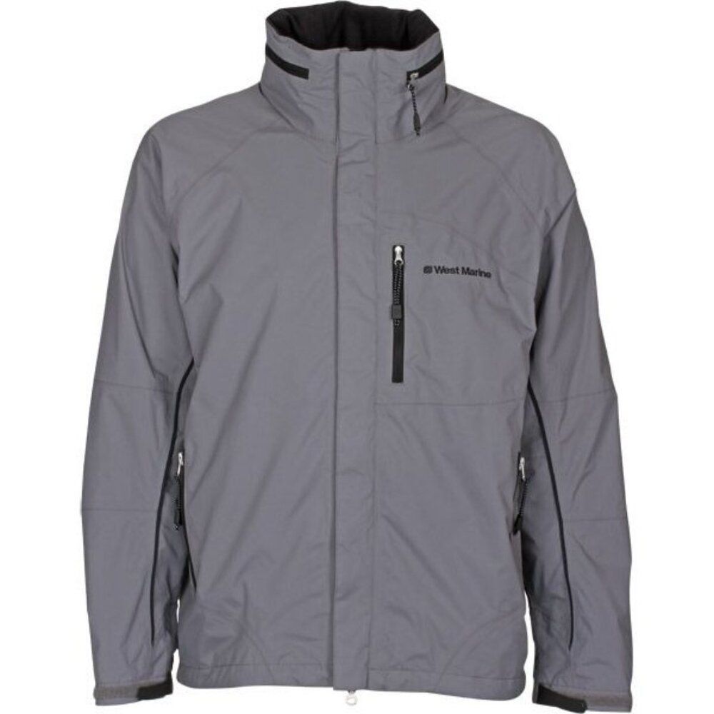 West Marine Men’s Gray Hooded Boating Sailing Windbreaker Storm Jacket Size XXL